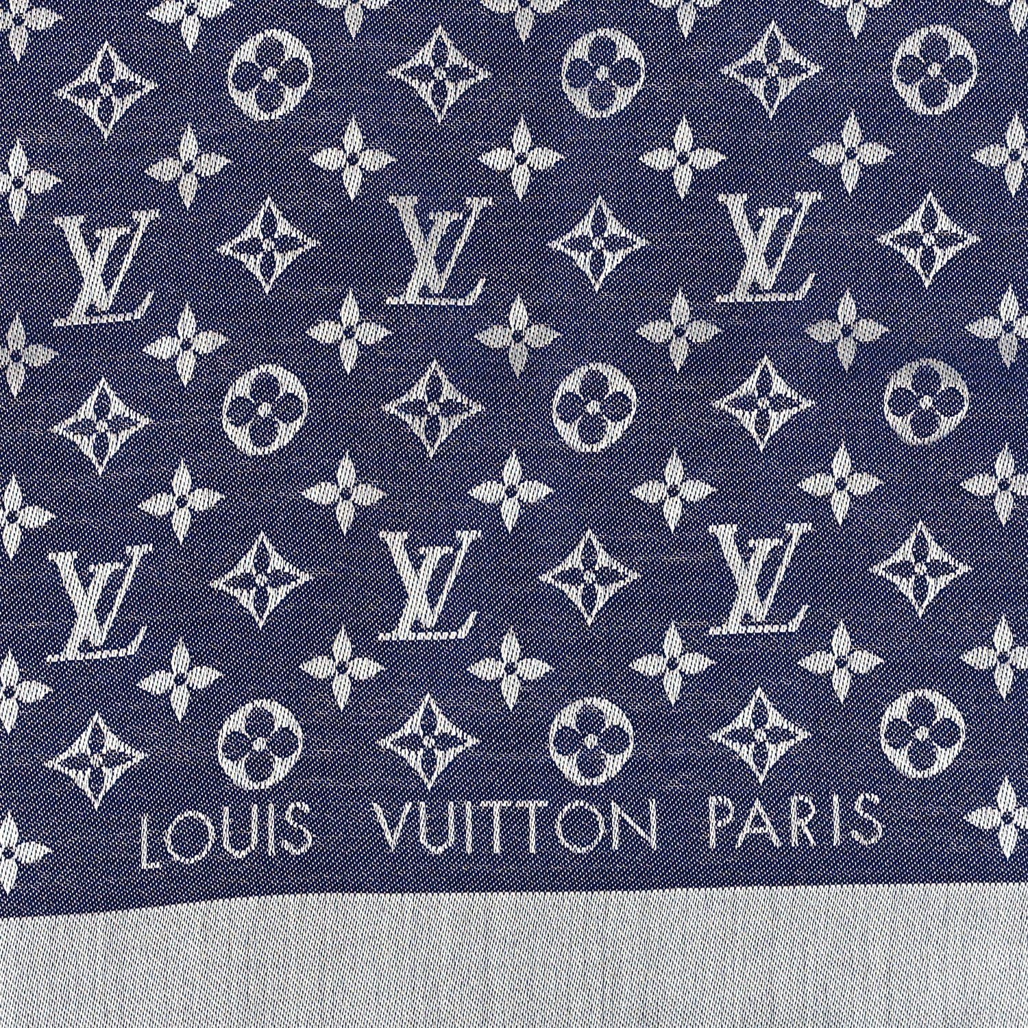 Louis Vuitton Silk Wool Monogram Denim Shawl Blue 2 of 3