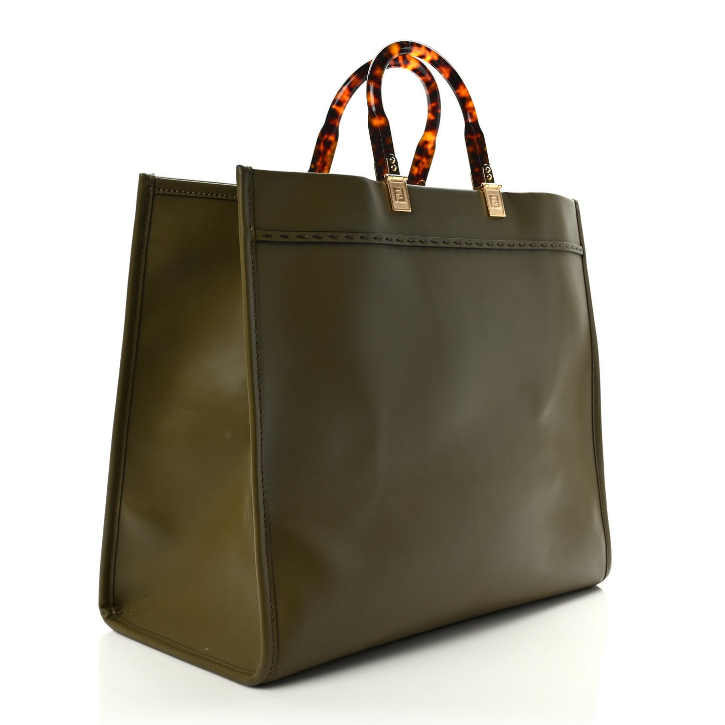 Vitello King Plexiglass Logo Embossed Large Fendi Sunshine Shopper Tote Wood