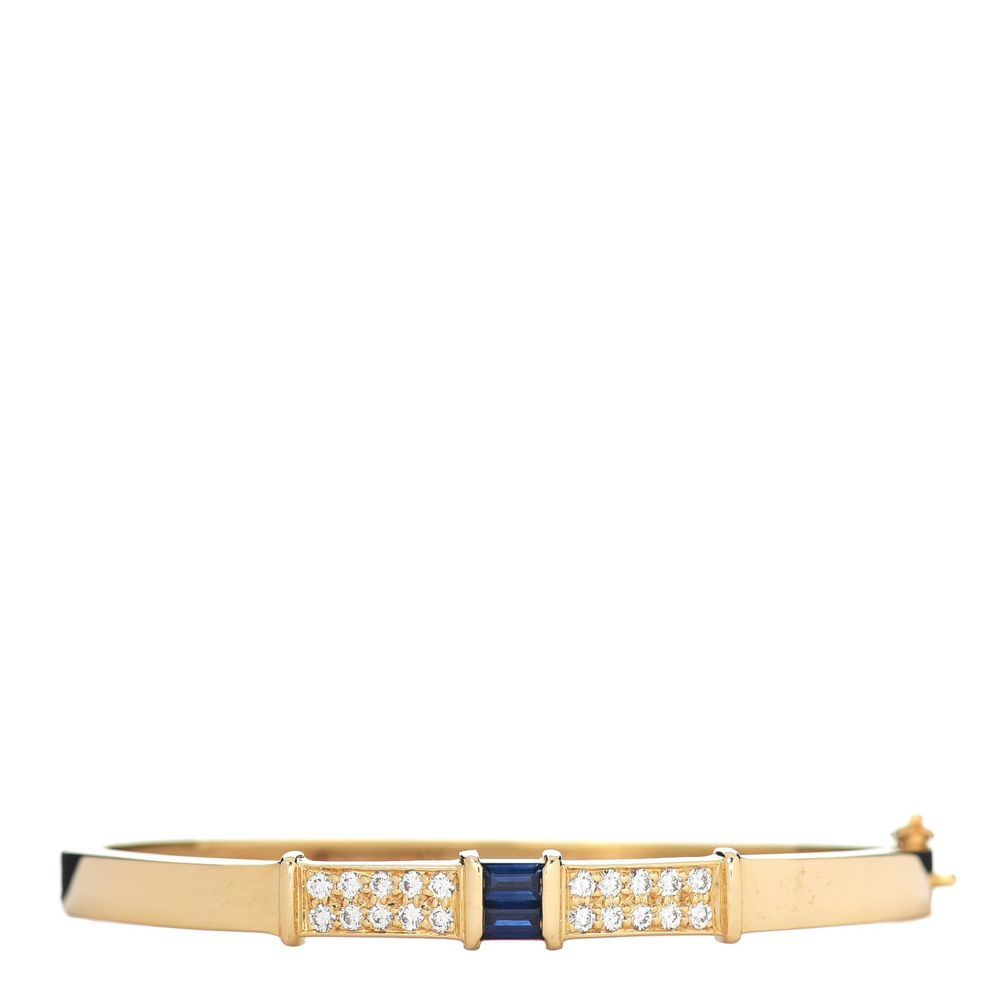18K Yellow Gold Diamond Sapphire Bangle Bracelet