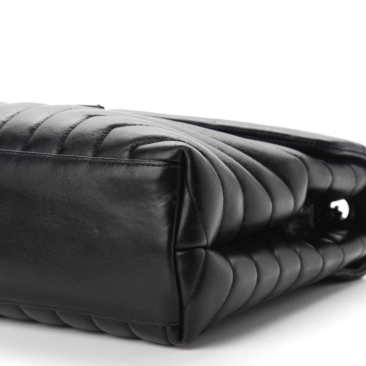 Calfskin Y Quilted Monogram Medium Loulou Chain Satchel Black