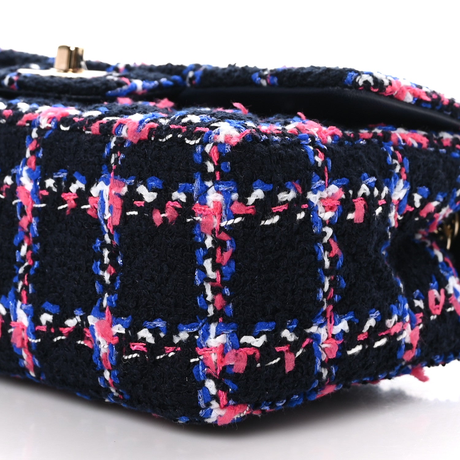 Chanel Tweed Quilted Mini Rectangular Flap Navy Red Blue White 9 of 10