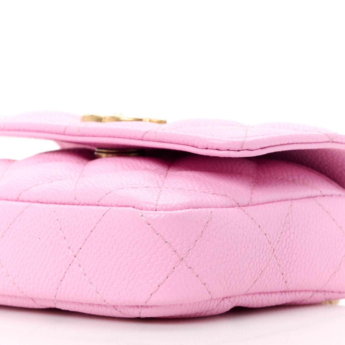 Caviar Quilted Sweetheart Clutch With Chain Pink