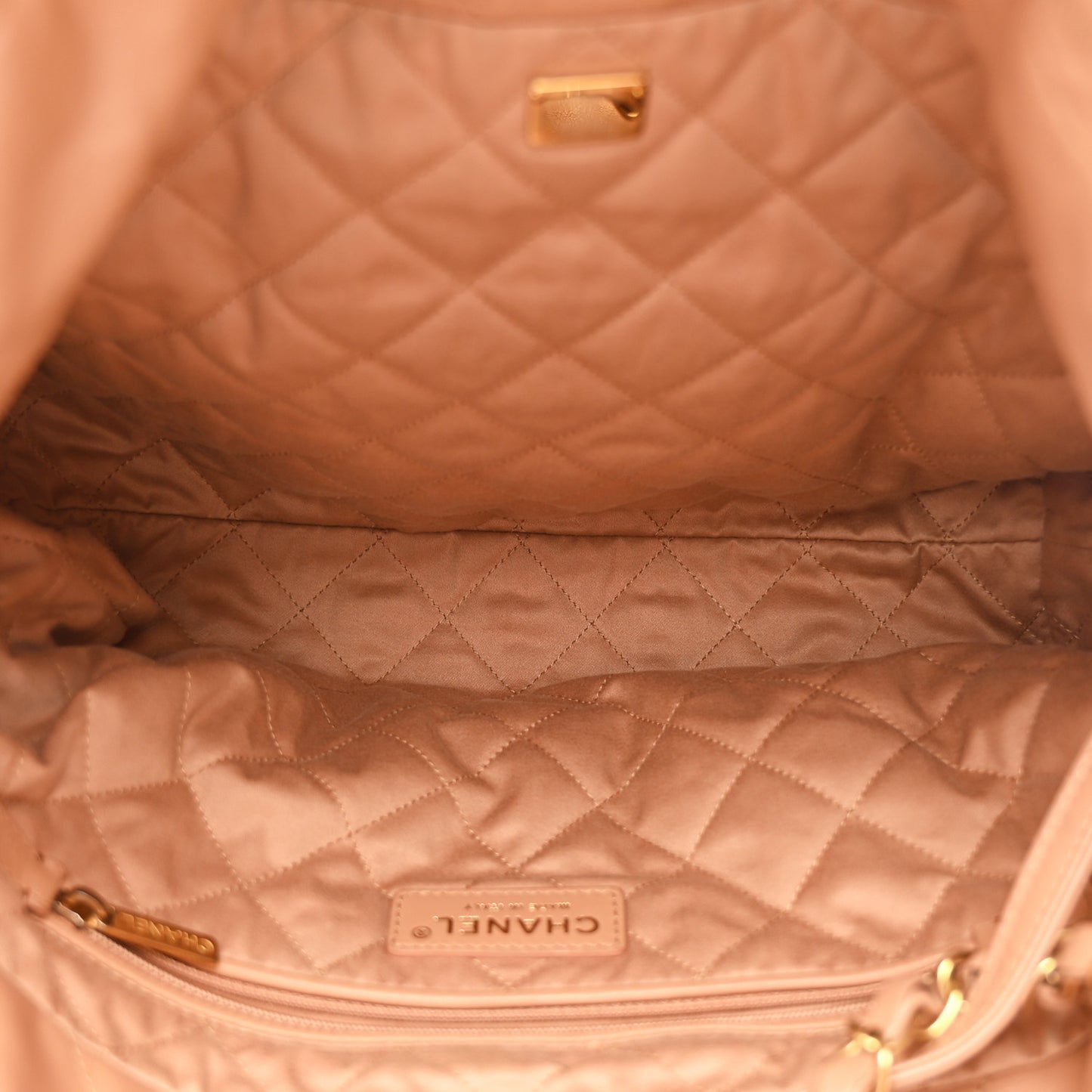 Shiny Calfskin Quilted Small Chanel 22 Beige