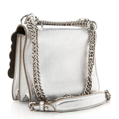 Fendi Vitello Catalan Mirror Scalloped Multi Studded Small Kan I Shoulder Bag Argento 3 of 14