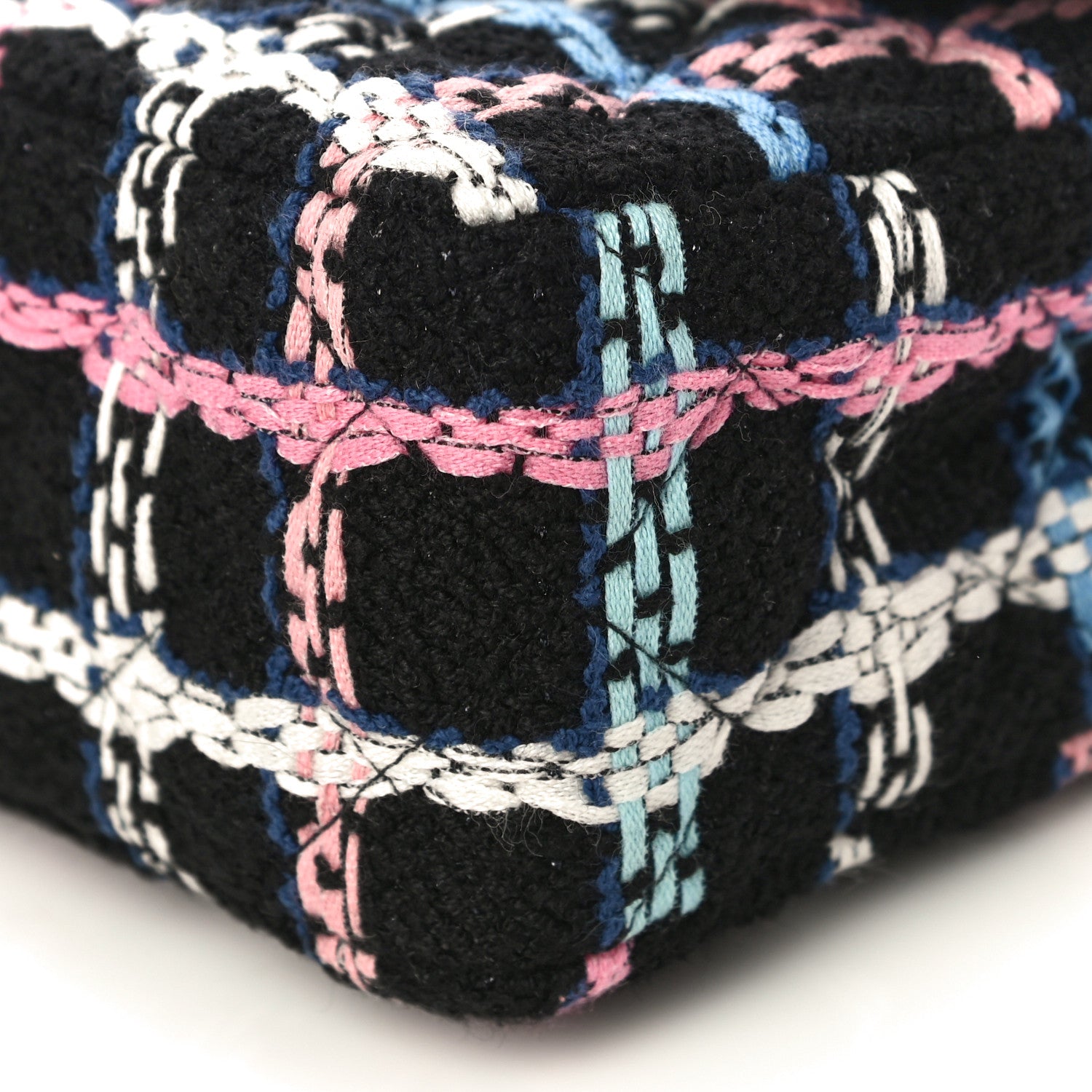 Chanel Tweed Quilted Mini Rectangular Flap Black Pink Blue Ecru 6 of 11