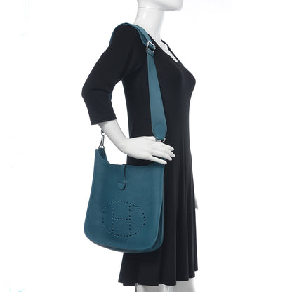 Hermes Taurillon Clemence Evelyne III PM Vert Bosphore 2 of 12