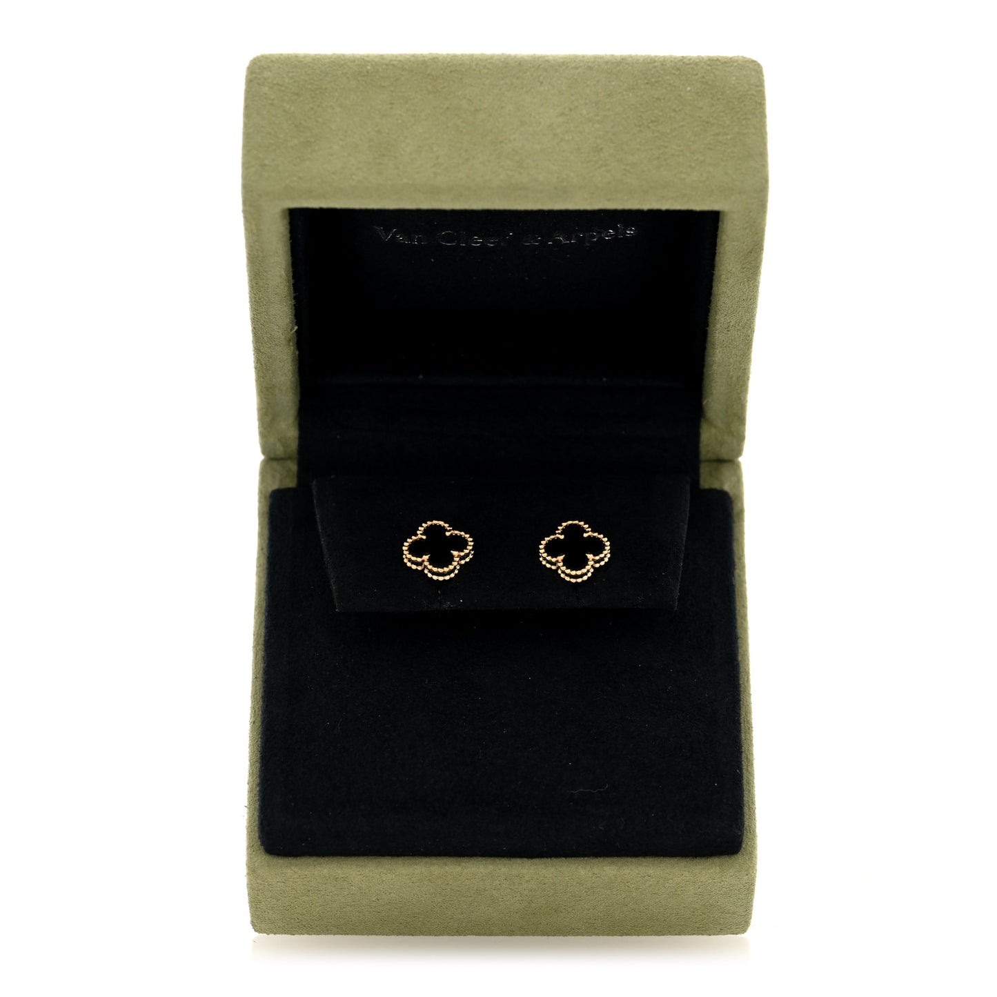 18K Yellow Gold Black Onyx Sweet Alhambra Earrings