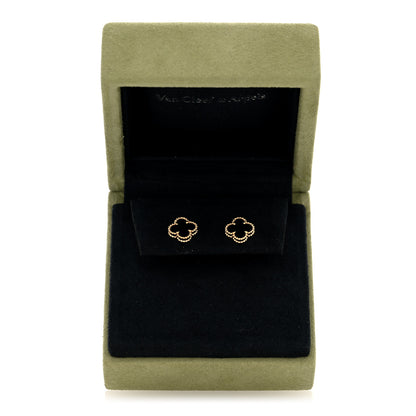 Van Cleef & Arpels 18K Yellow Gold Black Onyx Sweet Alhambra Earrings 5 of 5