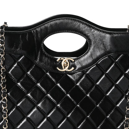 Chanel Shiny Aged Calfskin Quilted Large 31 Shopping Bag Black 8 of 10