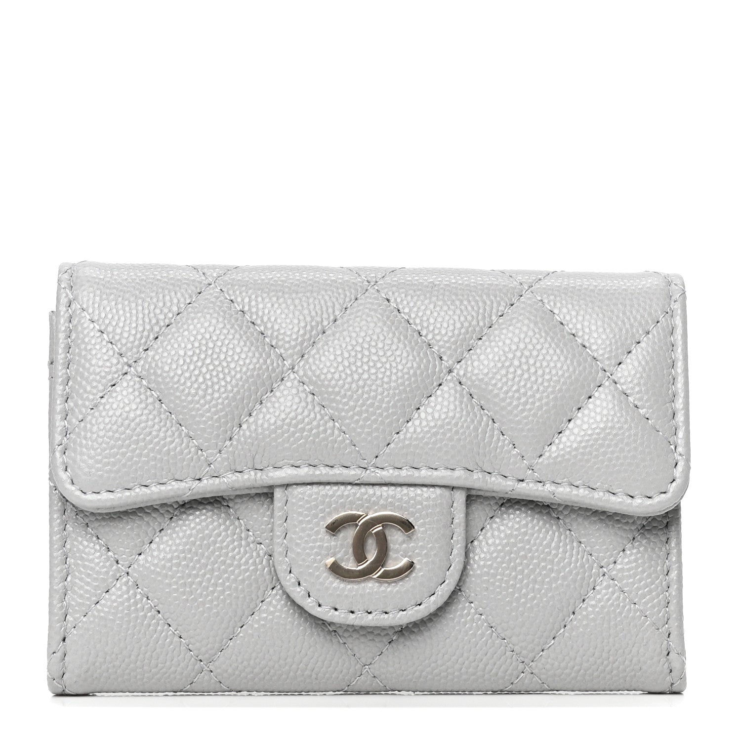 Chanel Caviar Quilted Flap Card Holder Wallet Grey 1 of 4
