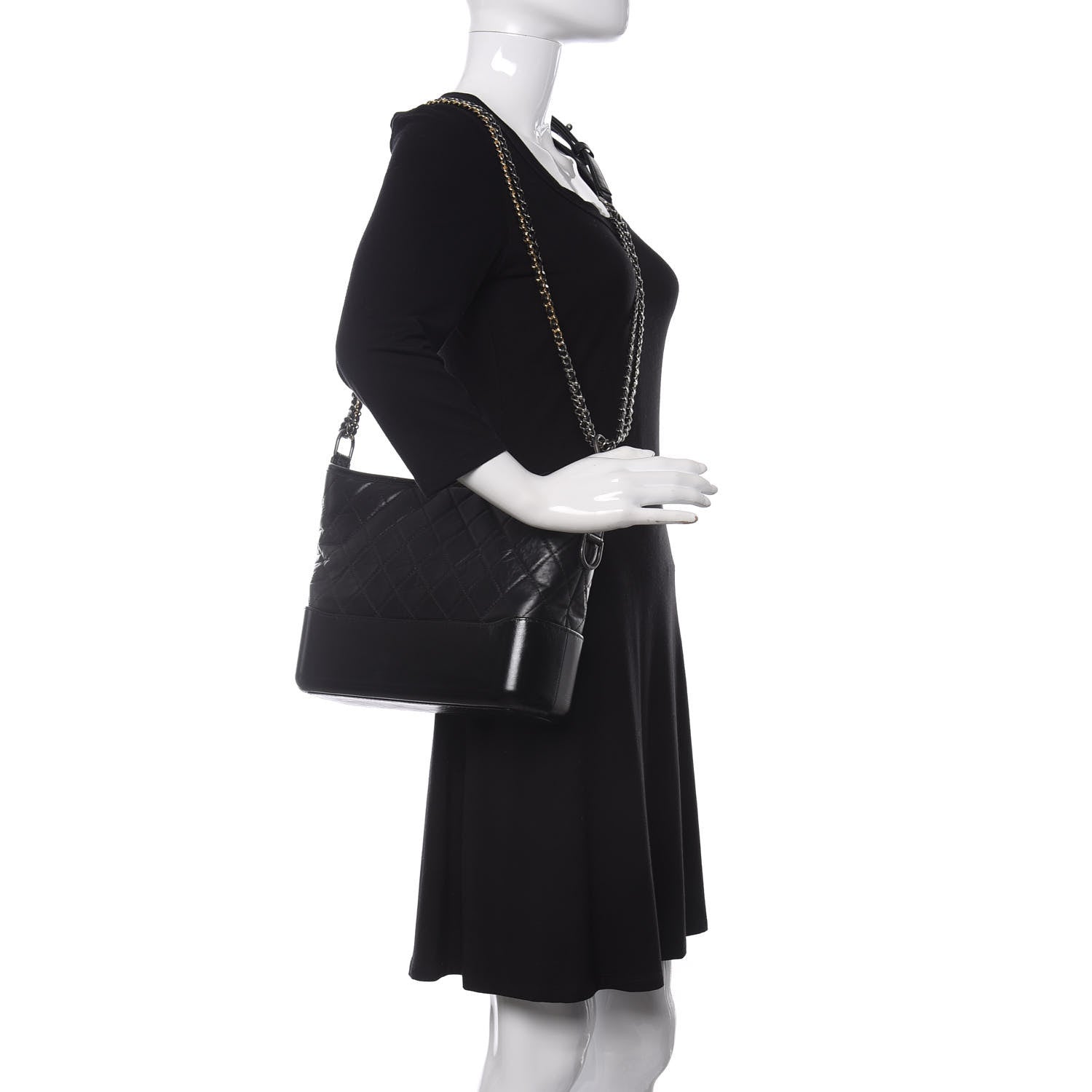 Chanel Aged Calfskin Quilted Medium Gabrielle Hobo Black 2 of 10