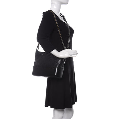 Chanel Aged Calfskin Quilted Medium Gabrielle Hobo Black 2 of 10