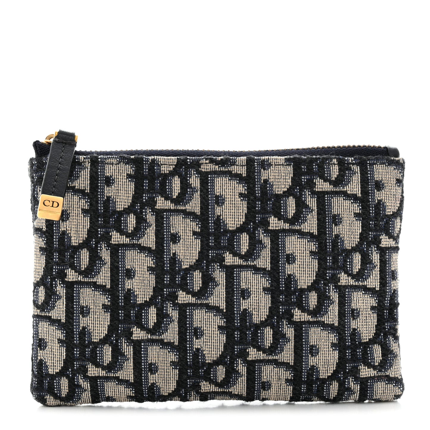 Oblique Zipped Card Holder Blue