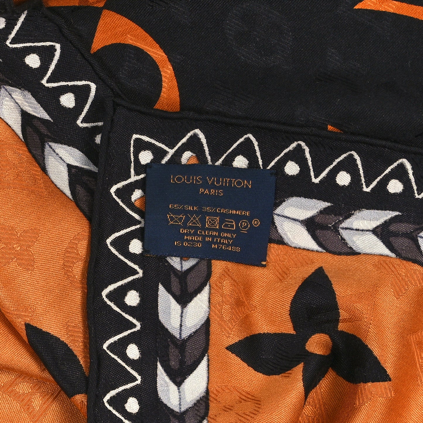 Silk Cashmere Monogram Crafty Shawl Black