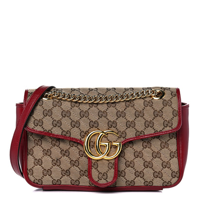 Gucci Monogram Azalea Calfskin Matelasse Diagonal Small GG Marmont Shoulder Bag Beige Ebony New Cherry Red 1 of 29