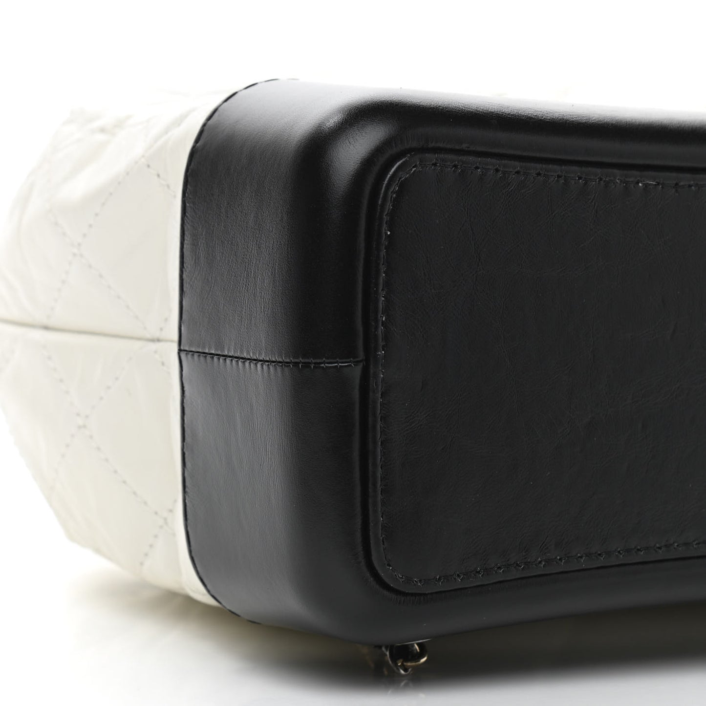 Aged Calfskin Quilted Gabrielle Backpack Black White