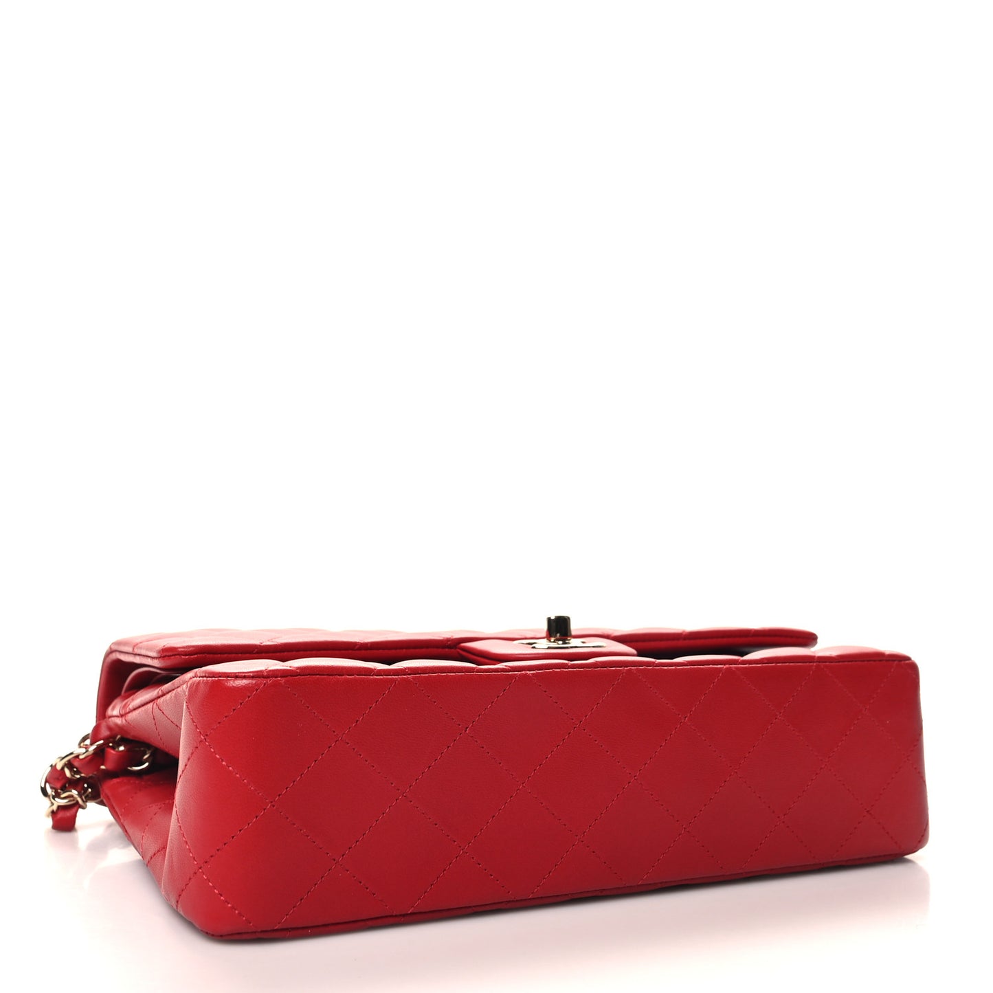 Lambskin Quilted Medium Double Flap Red
