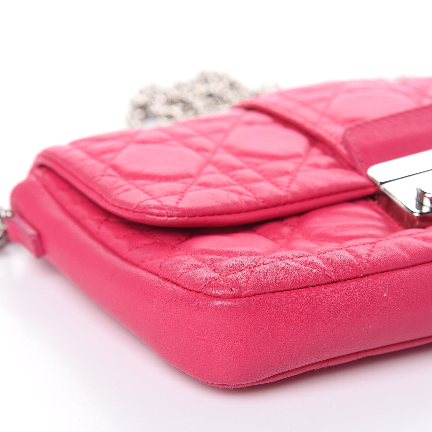 Christian Dior Lambskin Cannage New Lock Pouch Fuchsia 7 of 14