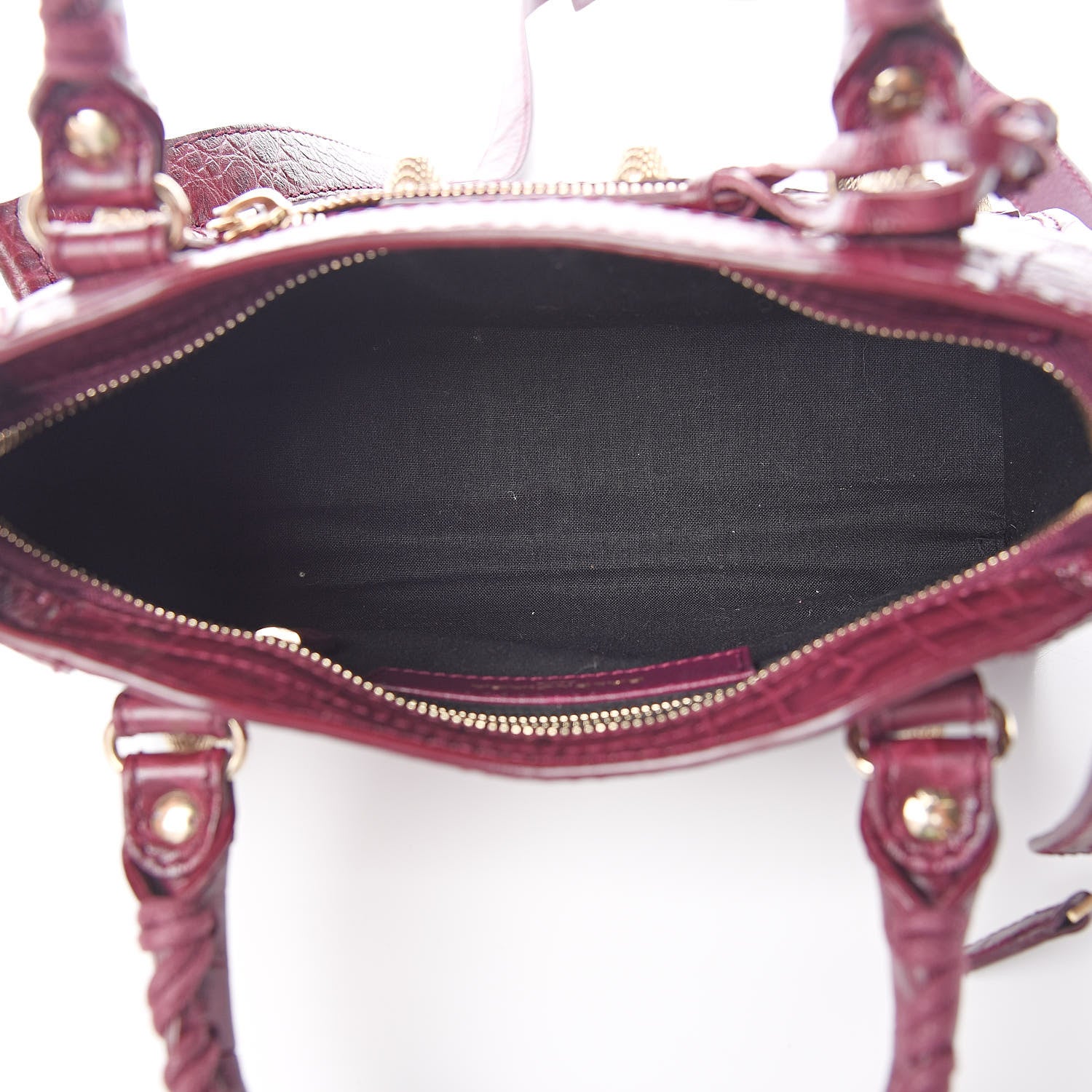 Balenciaga Calfskin Crocodile Embossed Giant 12 Gold Hardware Mini City Violet Prune 5 of 10