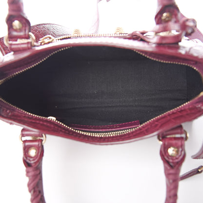 Balenciaga Calfskin Crocodile Embossed Giant 12 Gold Hardware Mini City Violet Prune 5 of 10