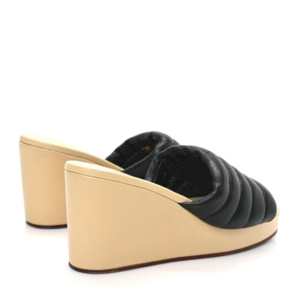 Chanel Lambskin Horizontal Quilted Wedge Sandals 39 Black 4 of 7