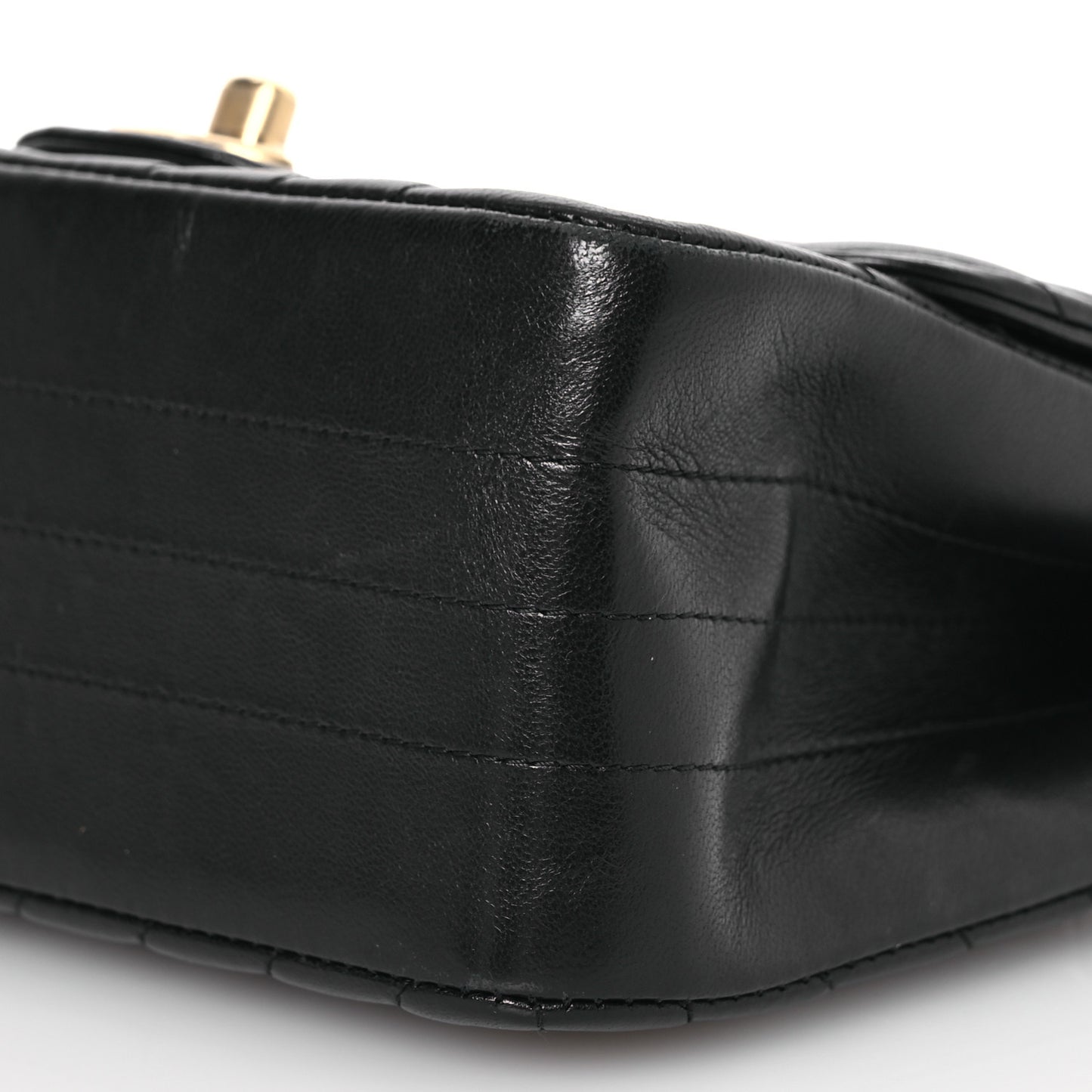 Lambskin Chevron Quilted Mini Square Flap Black