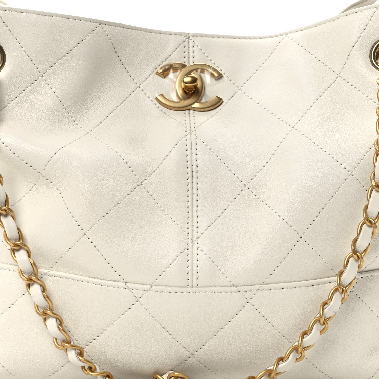 Chanel Calfskin Quilted Small Coco Base Shopping Bag White 8 of 10