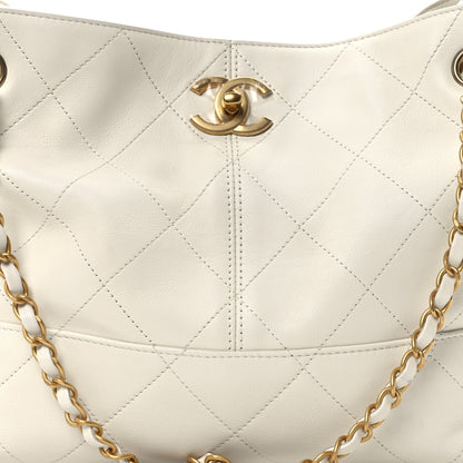 Chanel Calfskin Quilted Small Coco Base Shopping Bag White 8 of 10