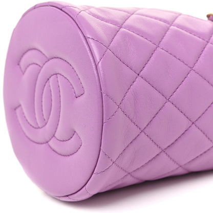 Chanel Lambskin Quilted Pearl Crush Drawstring Bag Purple 8 of 9