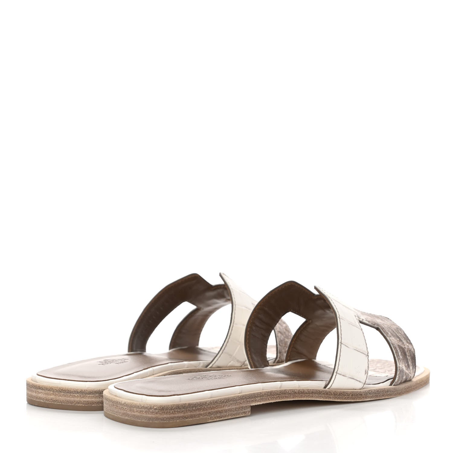 Hermes Matte Niloticus Crocodile Himalaya Oran Sandals 38.5 Blanc 4 of 9