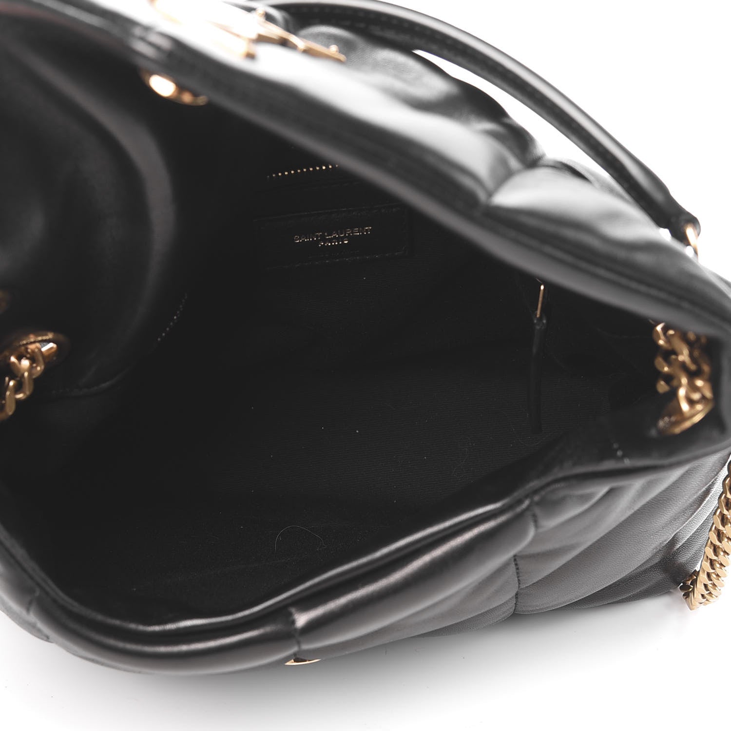Saint Laurent Lambskin Quilted Small Loulou Puffer Monogram Chain Satchel Black 4 of 10