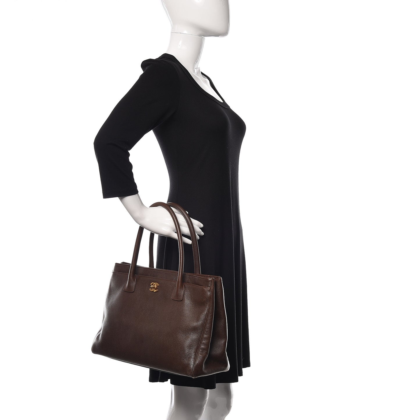 Calfskin Cerf Executive Shopper Tote Brown