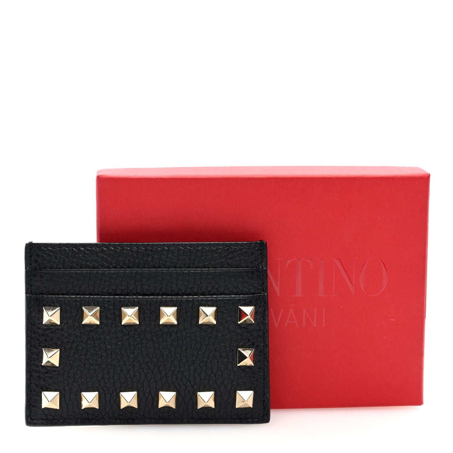 Valentino Garavani Pebbled Calfskin Rockstud Card Holder Black 7 of 7