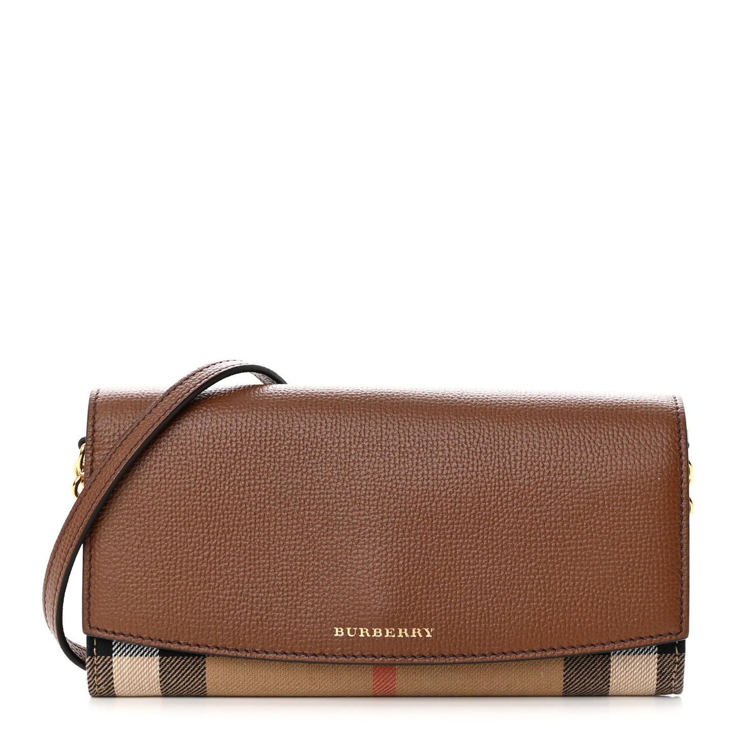 Derby Calfskin House Check Henley Wallet On Chain Tan