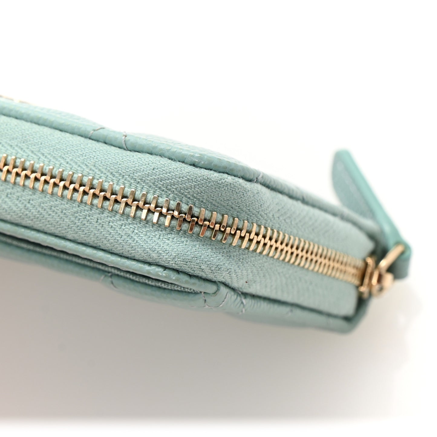 Caviar Quilted Zip Coin Purse Light Blue
