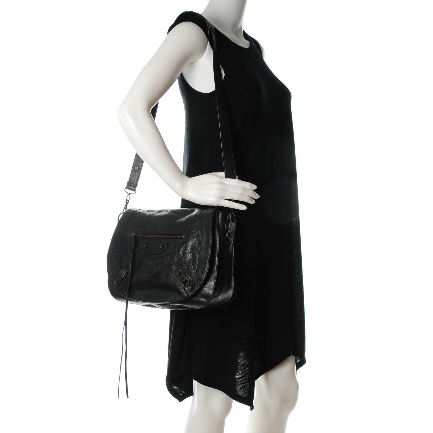 Balenciaga Agneau Classic Hardware Neo Folk Messenger Black 2 of 7