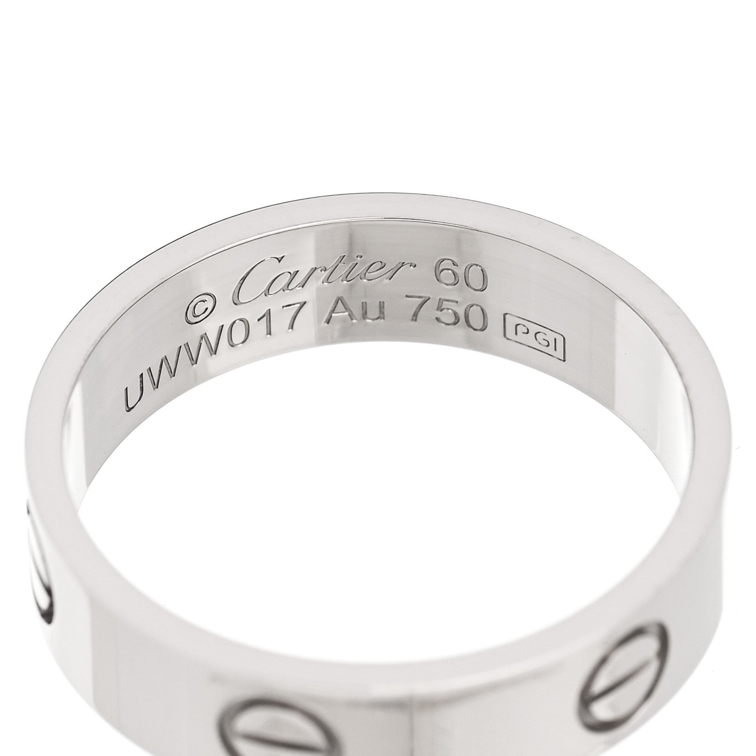 Cartier 18K White Gold 5.5 LOVE Wedding Band Ring 60 9 4 of 5