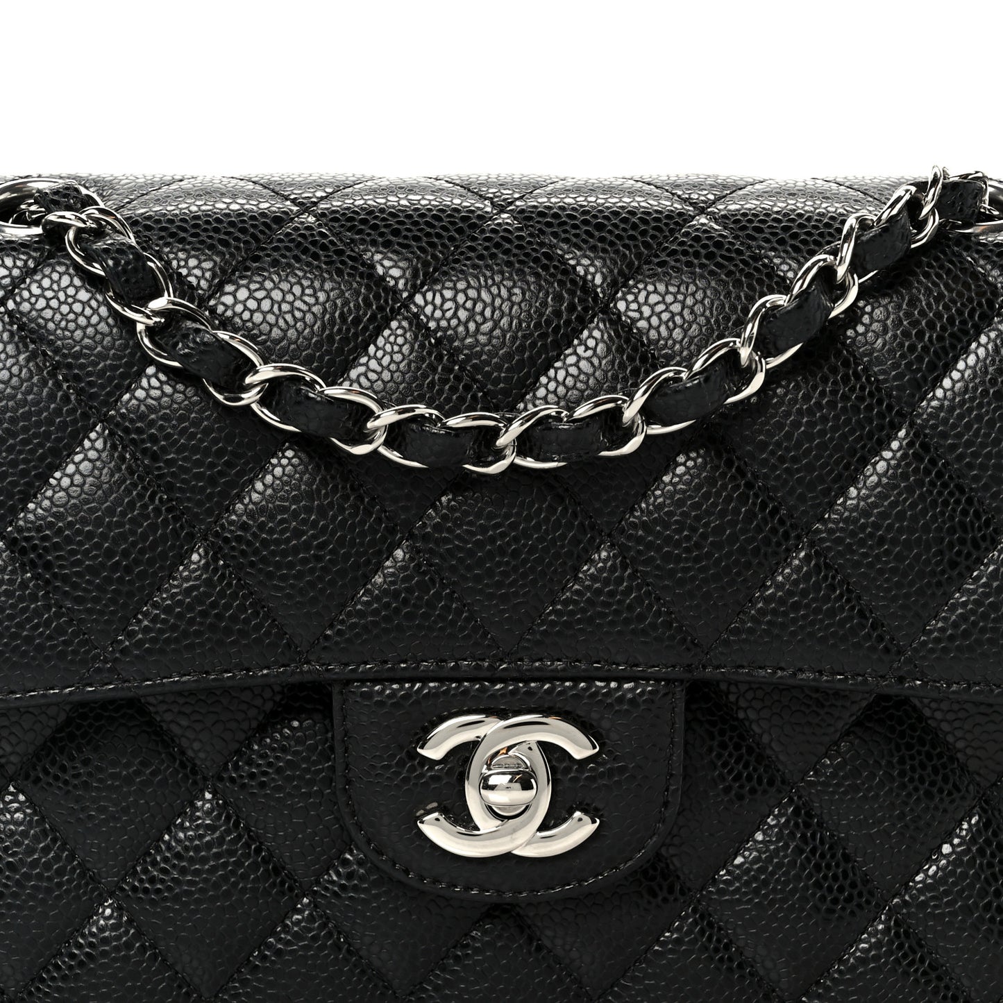 Caviar Quilted Small Double Flap Black