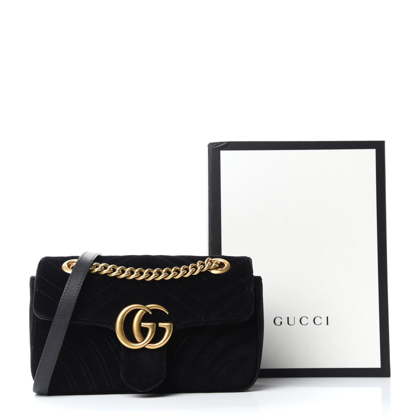 Velvet Matelasse Mini GG Marmont Shoulder Bag Black