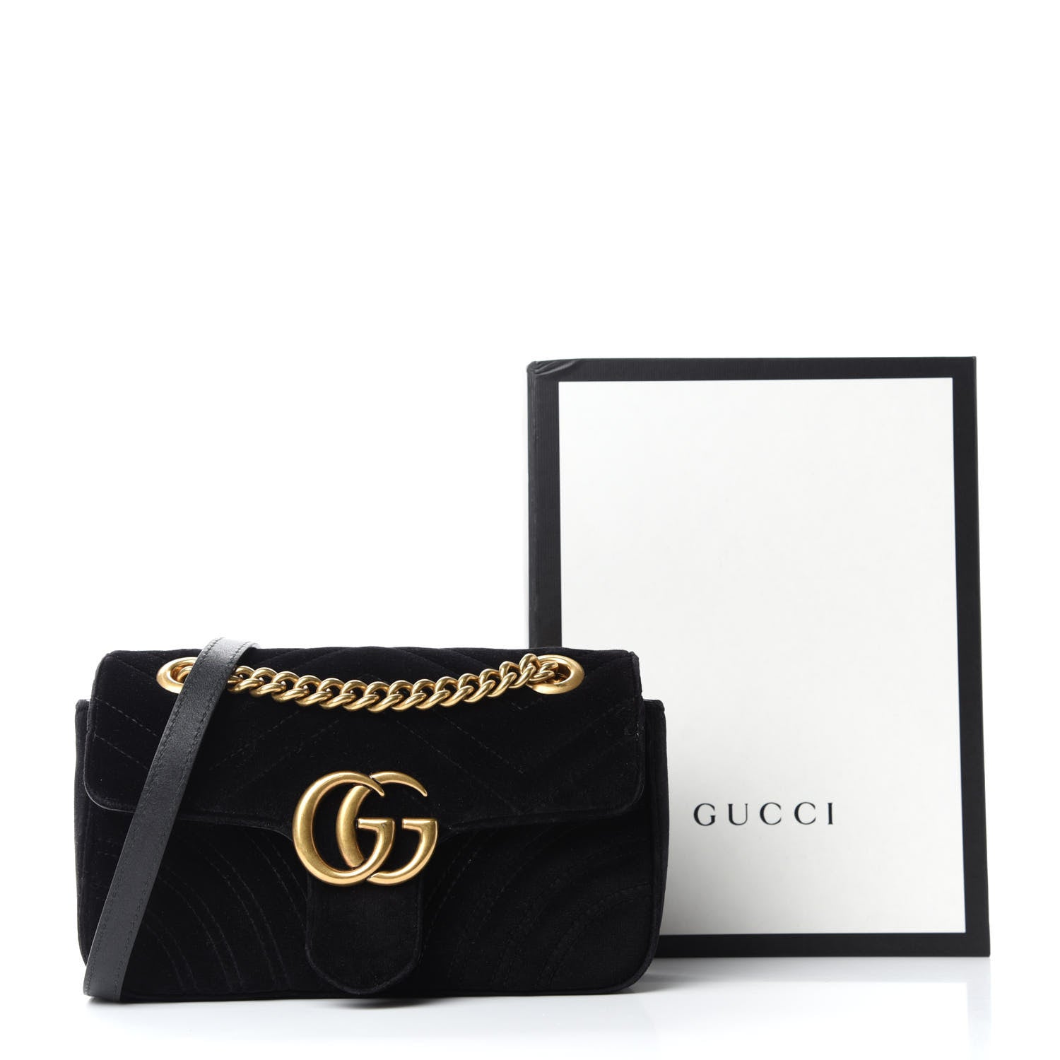 Gucci Velvet Matelasse Mini GG Marmont Shoulder Bag Black 12 of 12