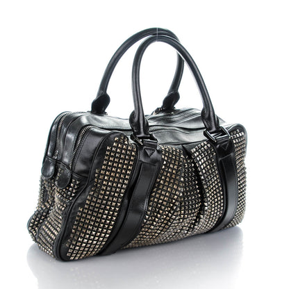 Burberry Prorsum Calfskin Studded Knight Satchel Black 3 of 7