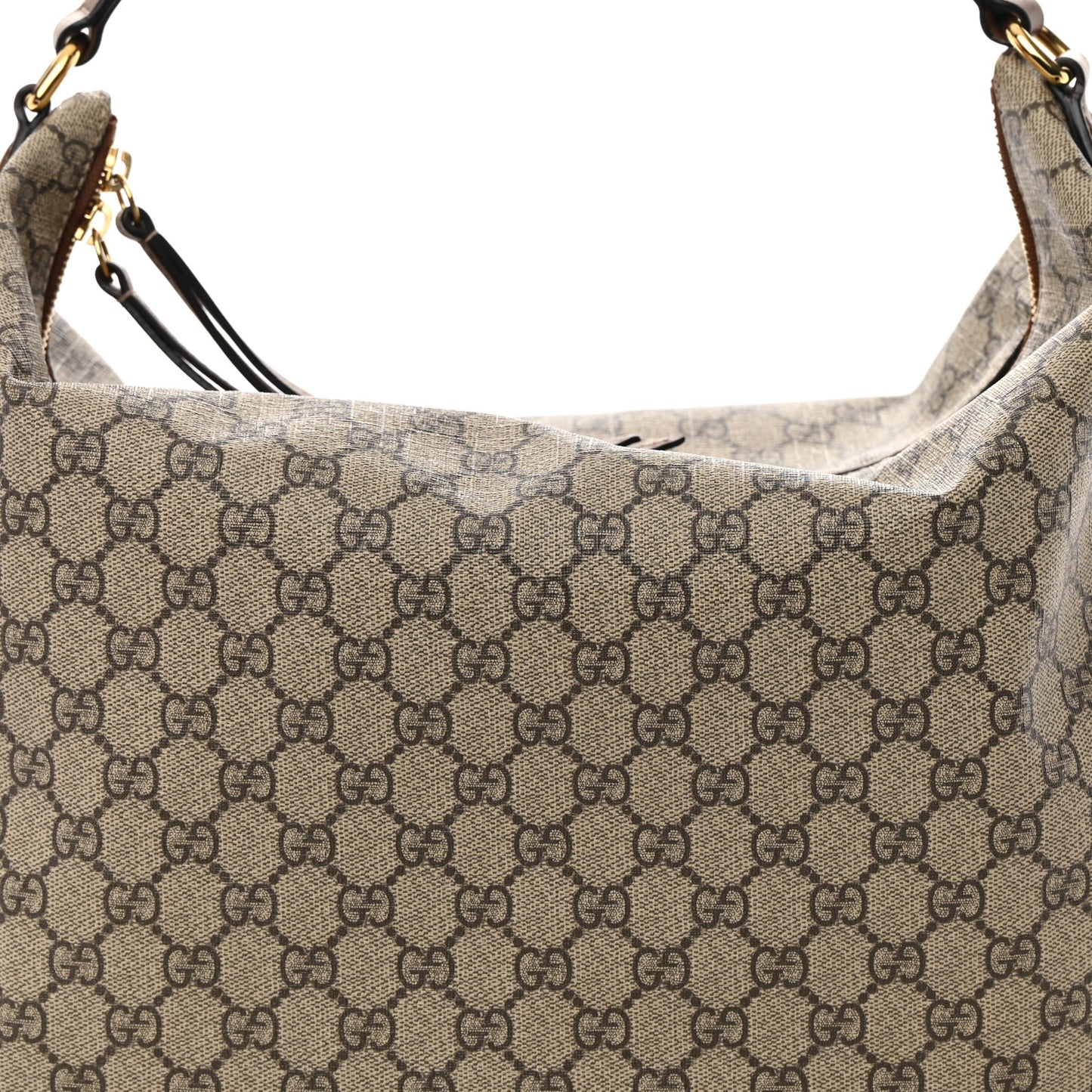 GG Supreme Monogram Large Linea A Hobo Light Brown