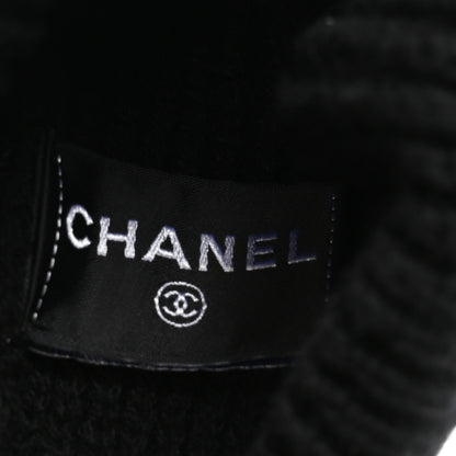 Chanel Cashmere Sequin Logo Beanie Hat Black Gold 5 of 5