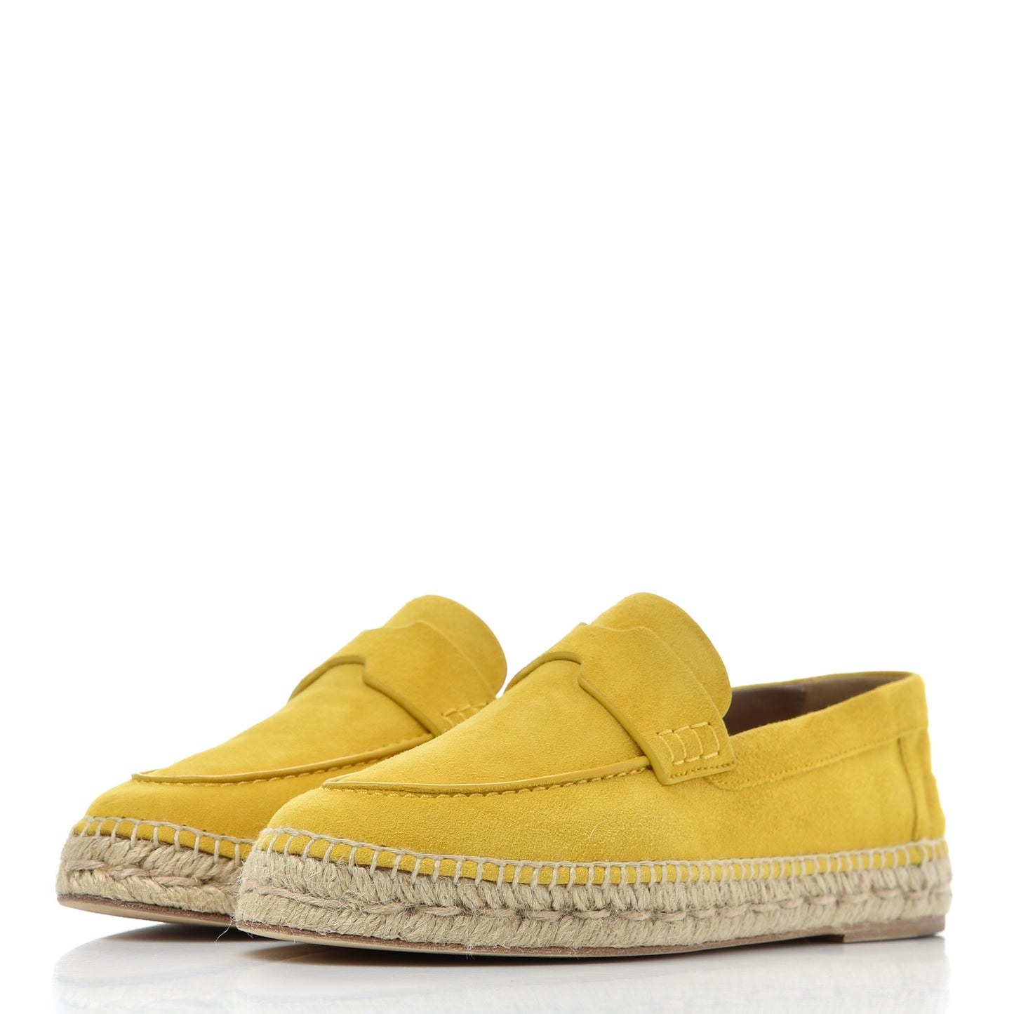 Suede Goatskin Womens Trip Espadrilles 38 Jaune Citron