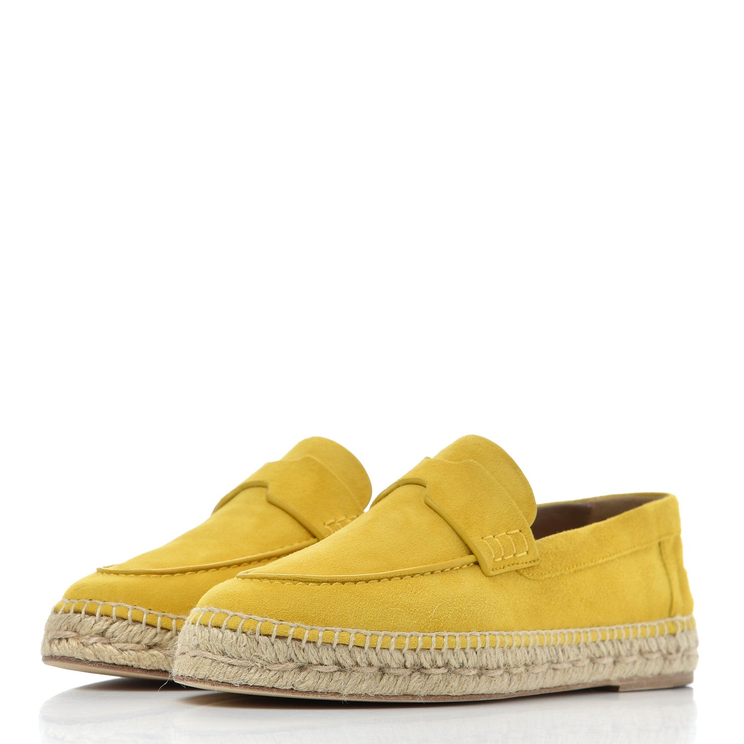 Hermes Suede Goatskin Womens Trip Espadrilles 38 Jaune Citron 3 of 18
