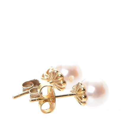Tiffany 18K Yellow Gold Diamond Akoya 7mm Aria Pearl Earrings 3 of 6