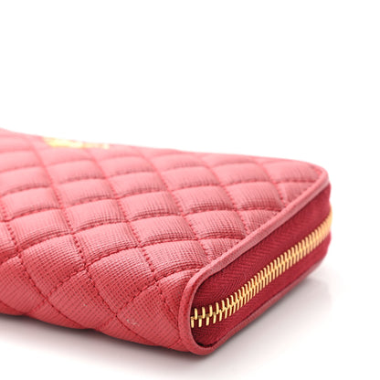 Prada Saffiano Quilted Zip Around Wallet Rosso 9 of 9