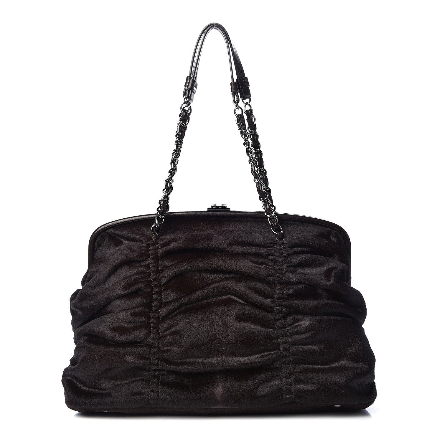 Chanel Pony Hair Sharpei Frame Tote Dark Brown 1 of 13