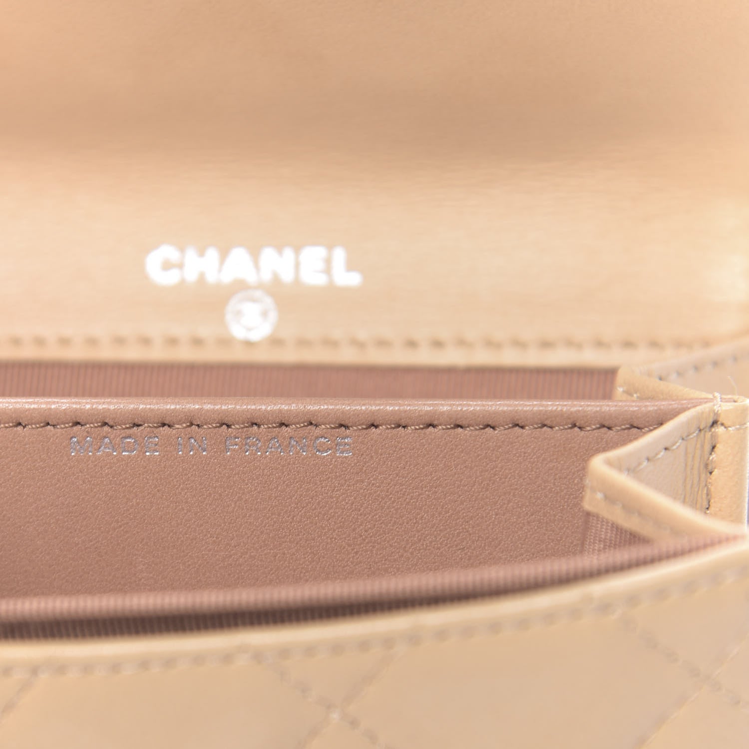 Chanel Lambskin Quilted Flap Card Holder Wallet Beige 7 of 9