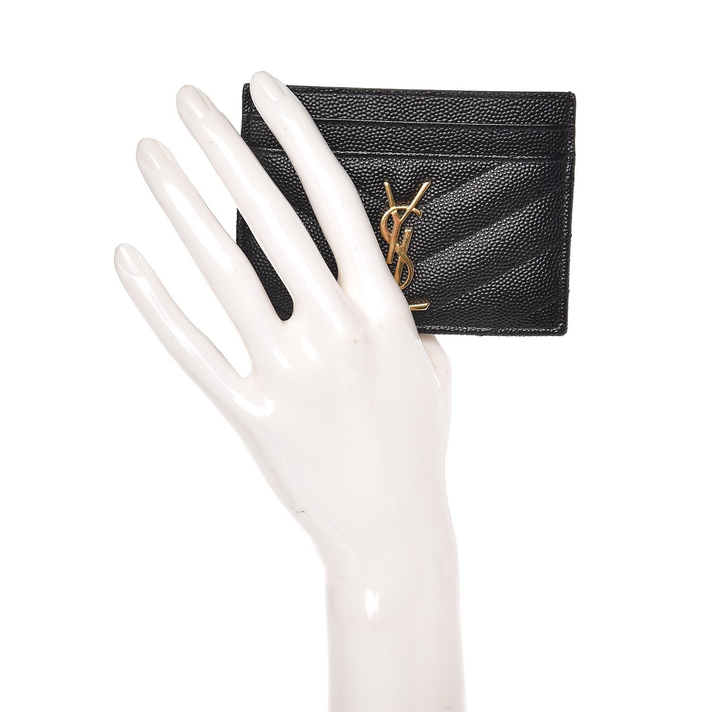 Grain De Poudre Matelasse Chevron Monogram Credit Card Case Black
